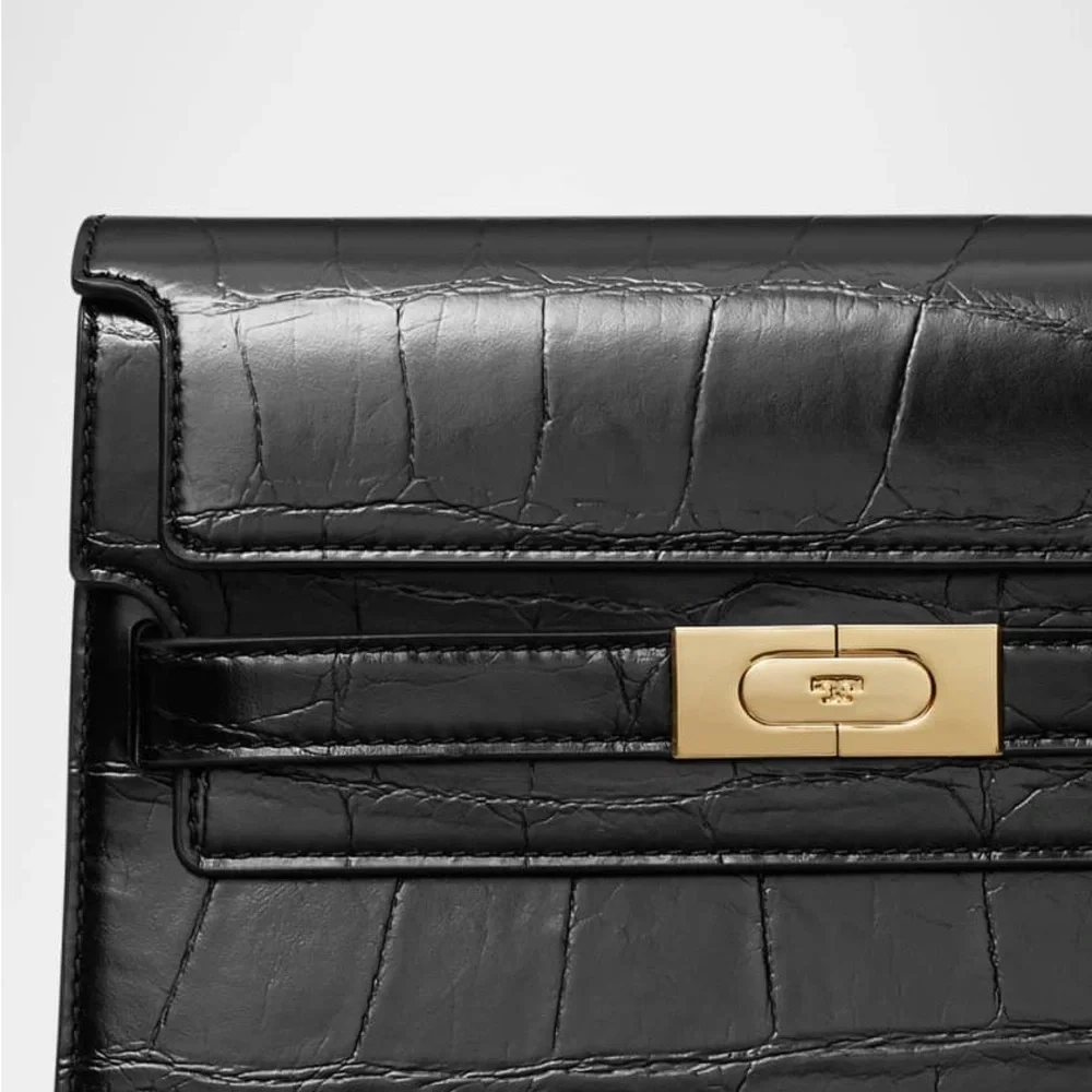 Tory Burch Lee Radziwill Shoulder Bag in Black Croc-Embossed Leather - Picture 5 of 16